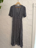 GAP Navy Blue Polka Dot Side Button Wrap Midi Dress S