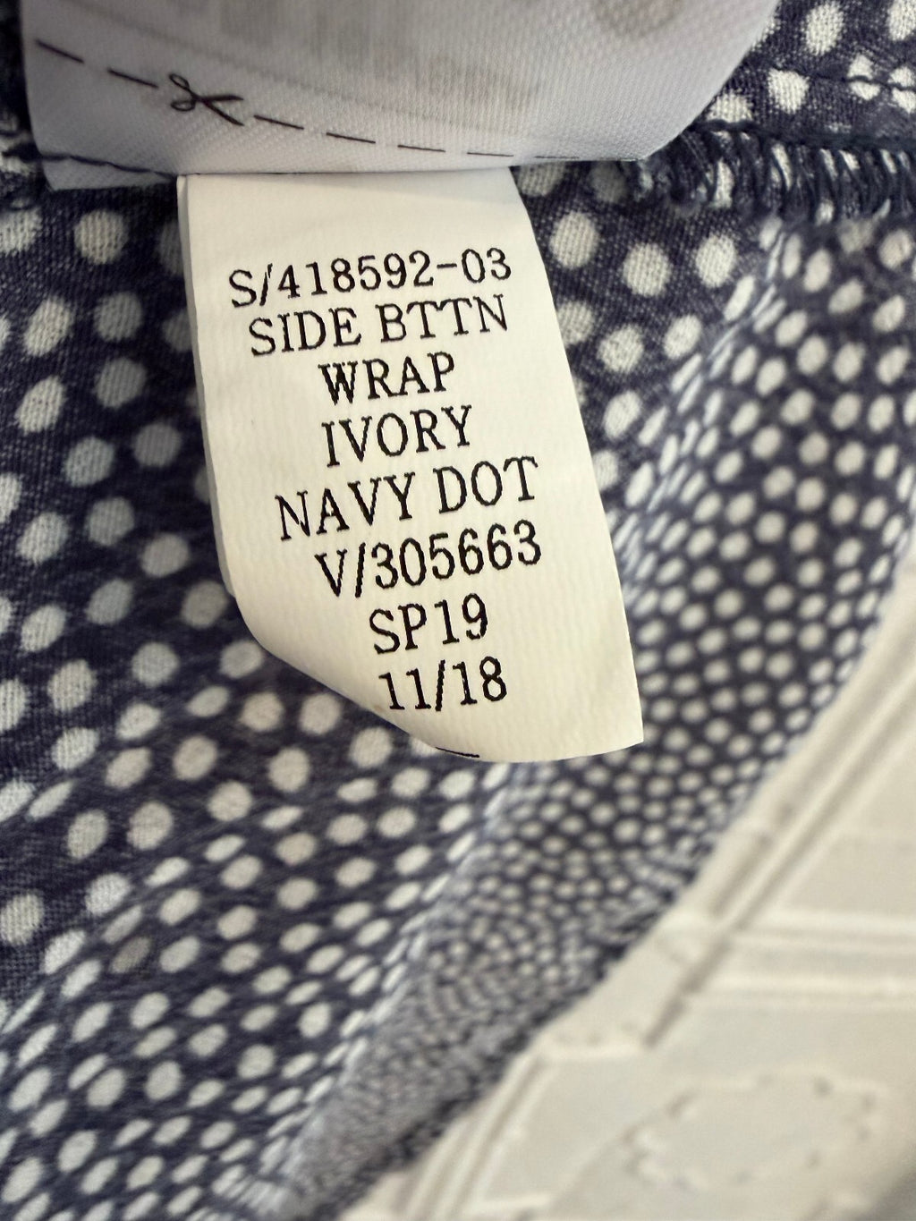 GAP Navy Blue Polka Dot Side Button Wrap Midi Dress S