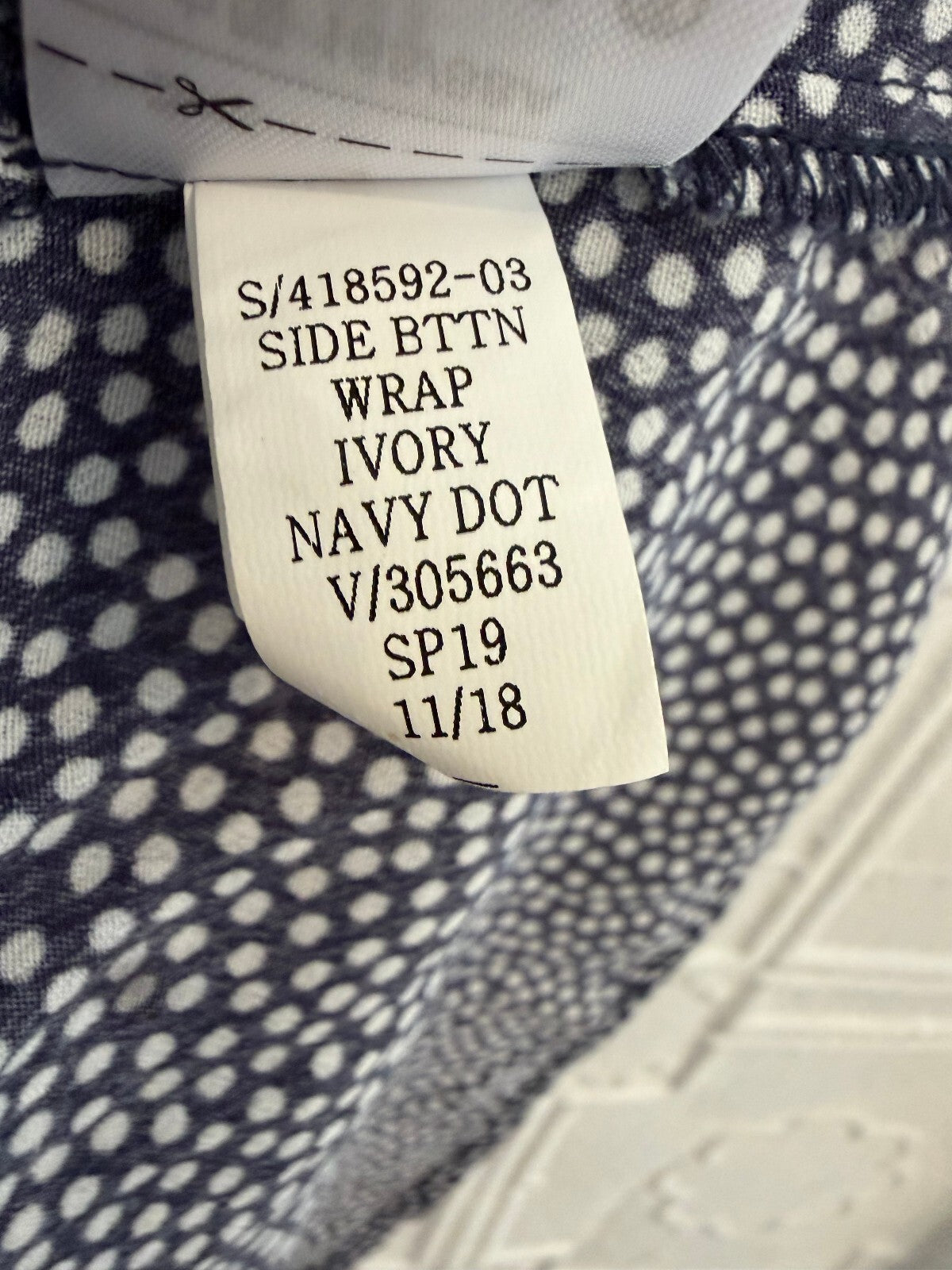 GAP Navy Blue Polka Dot Side Button Wrap Midi Dress S