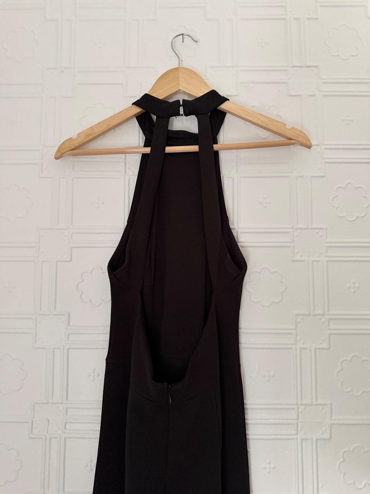 BHLDN Black High Neck Open Back Halter Maxi Dress Formal Gown Size 4