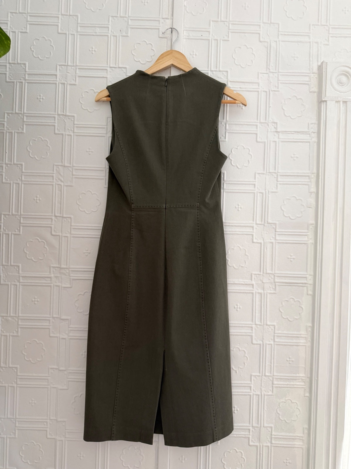 Banana Republic Olive Green Sleeveless Slit Neck Bi-Stretch Dress Size 4