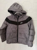 Nike Boys Size 7 Gray & Black Hooded Chevron Puffer Jacket Winter Coat