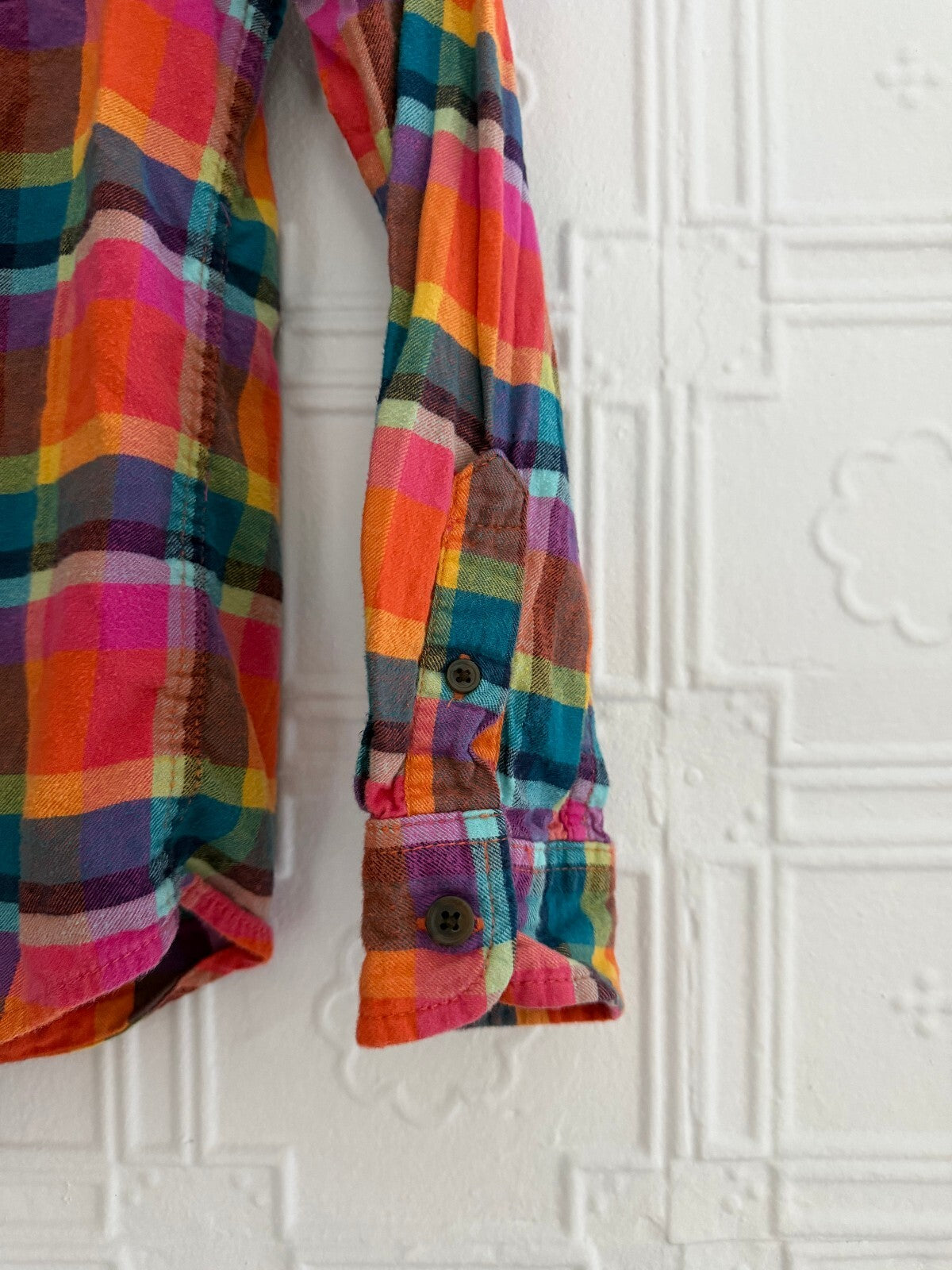 Cat & Jack Kids Multi-Color Plaid Flannel Button Down Shirt Size M (8)