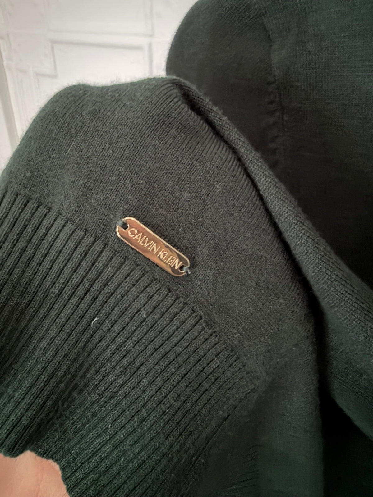 Calvin Klein Womens Fine Knit Turtleneck Sweater Forest Dark Green M Medium