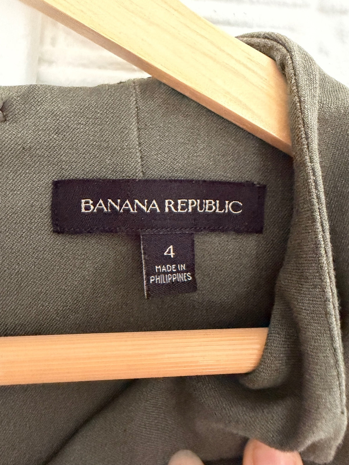 Banana Republic Olive Green Sleeveless Slit Neck Bi-Stretch Dress Size 4