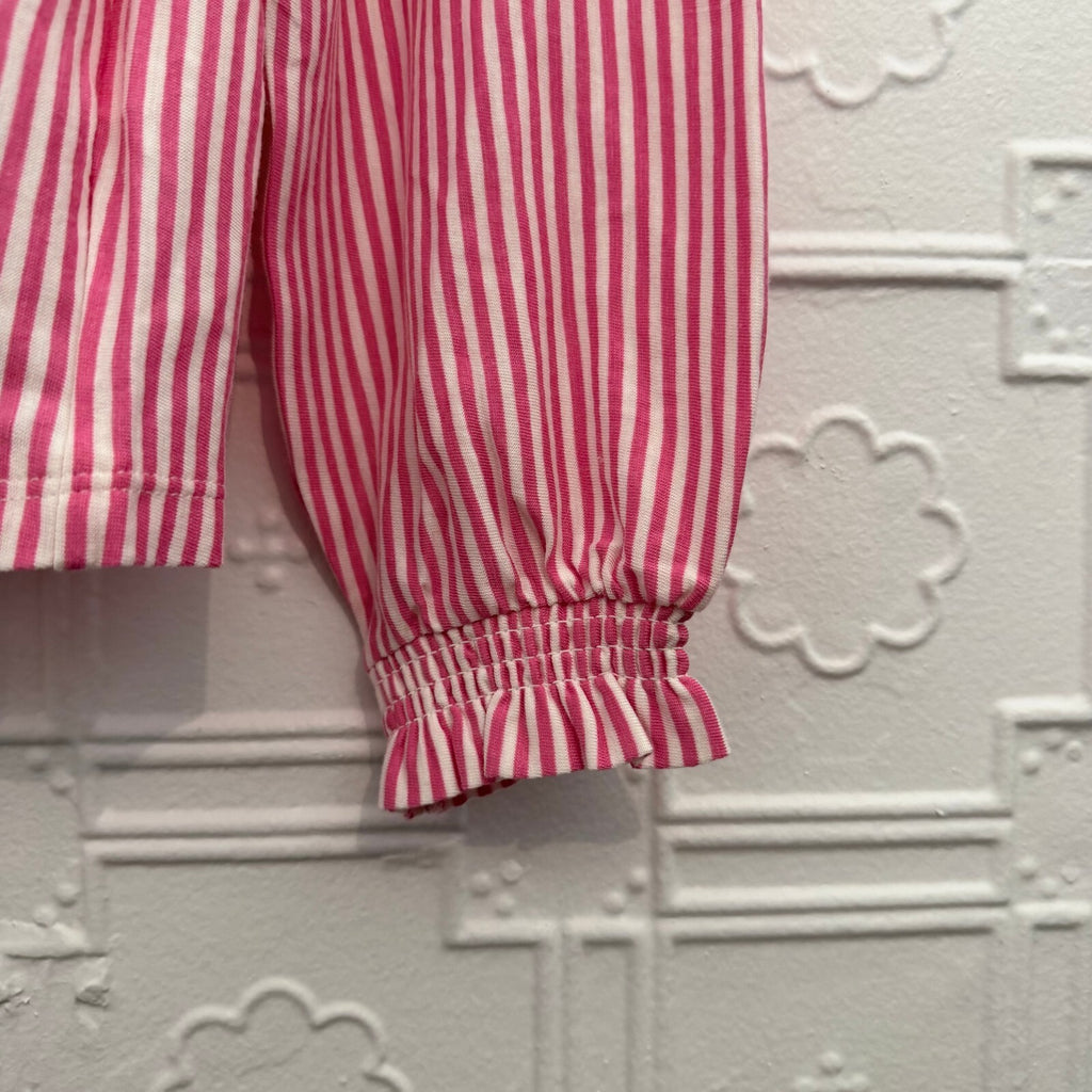 Boden Elsa Smocked Yoke Jersey Shirt Pink Stripe US 4 UK 8