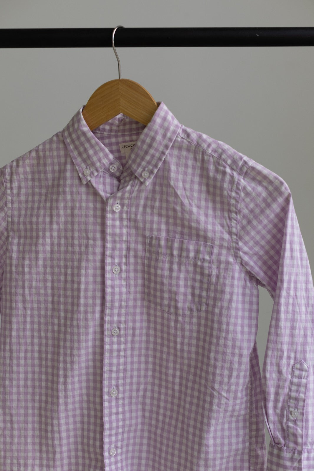 Crewcuts Boys Size 8 Purple Gingham Long Sleeve Button Down Shirt NWT