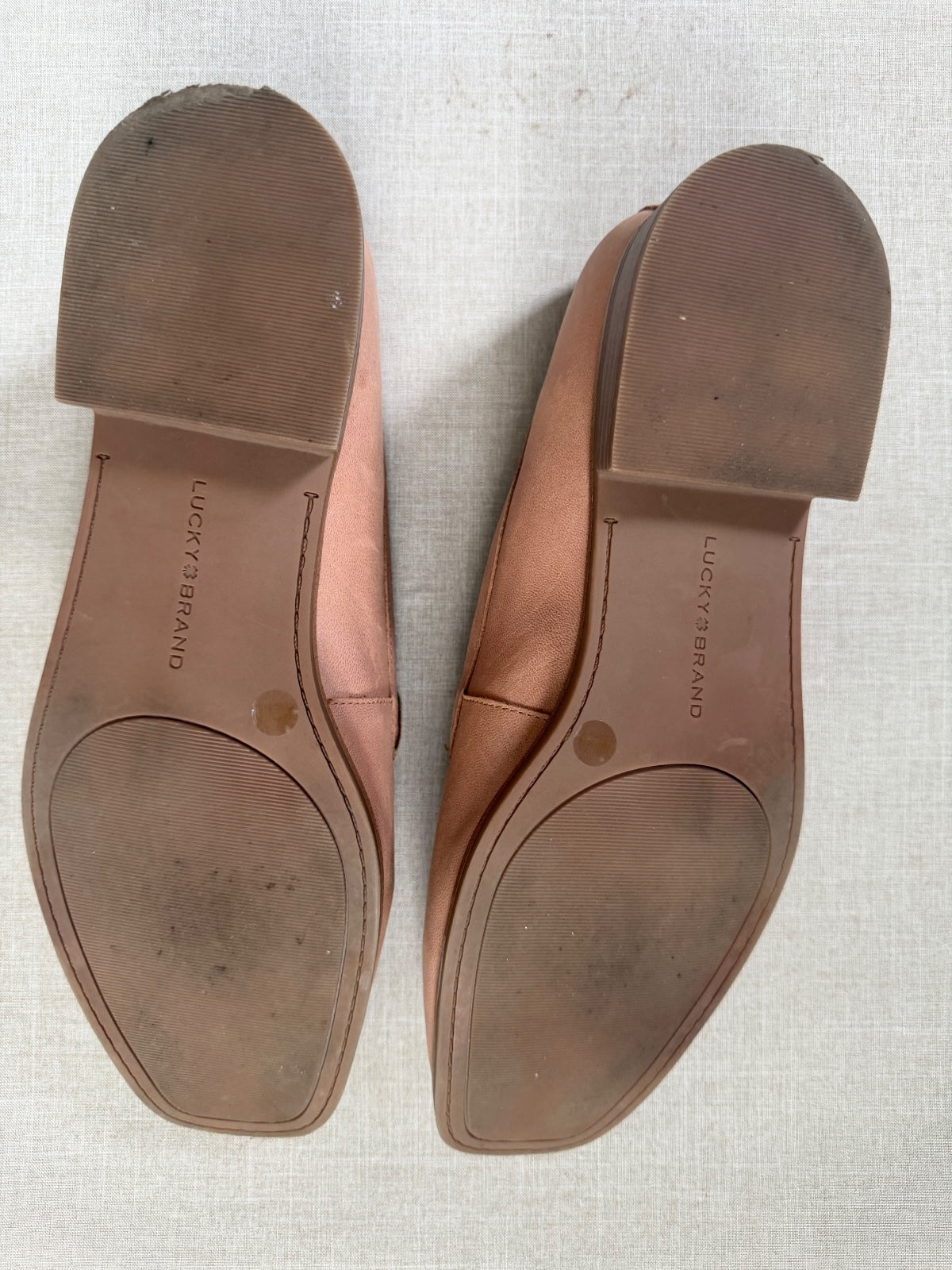 Lucky Brand Leather Loafers Blush Nude Beige Flat Slip On Size 10