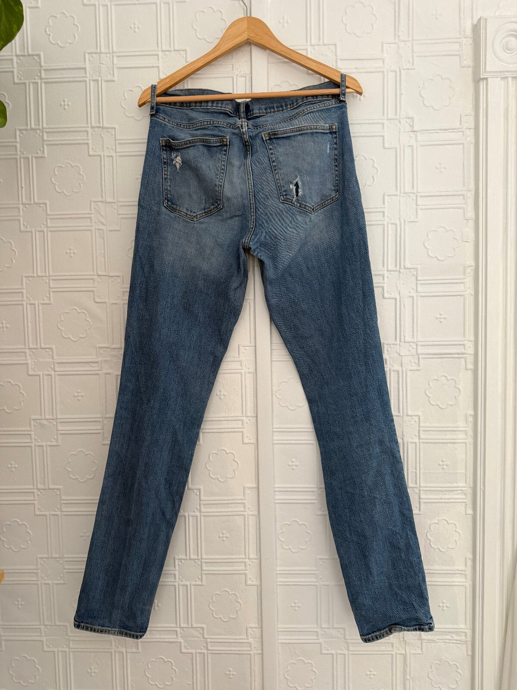 GAP Denim Womens 31 Tall Distressed Straight Leg Blue Jeans Fall 2018