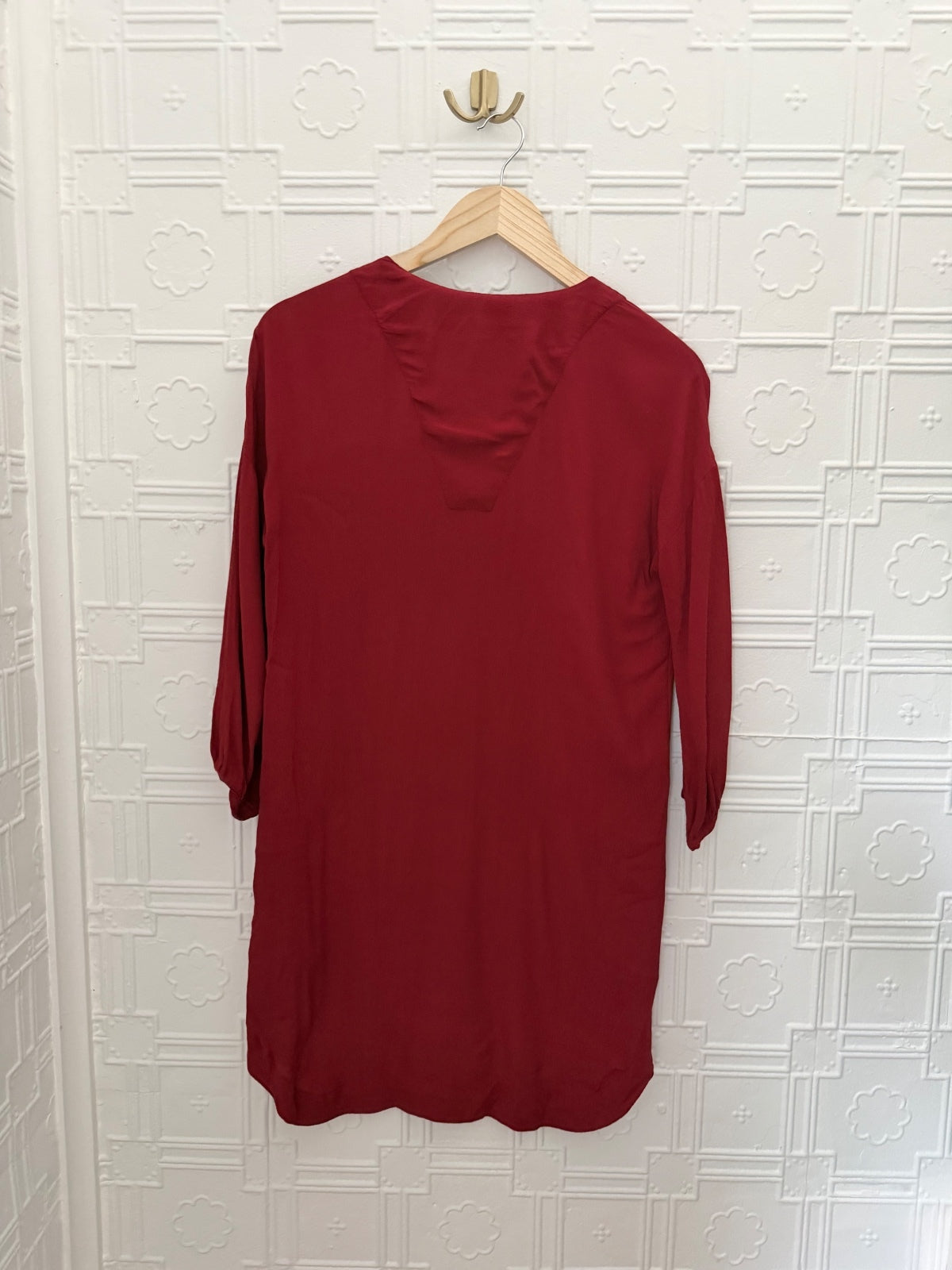 Madewell V-Neck Tunic Shift Dress Red Size XXS 3/4 Sleeve  PRICING: