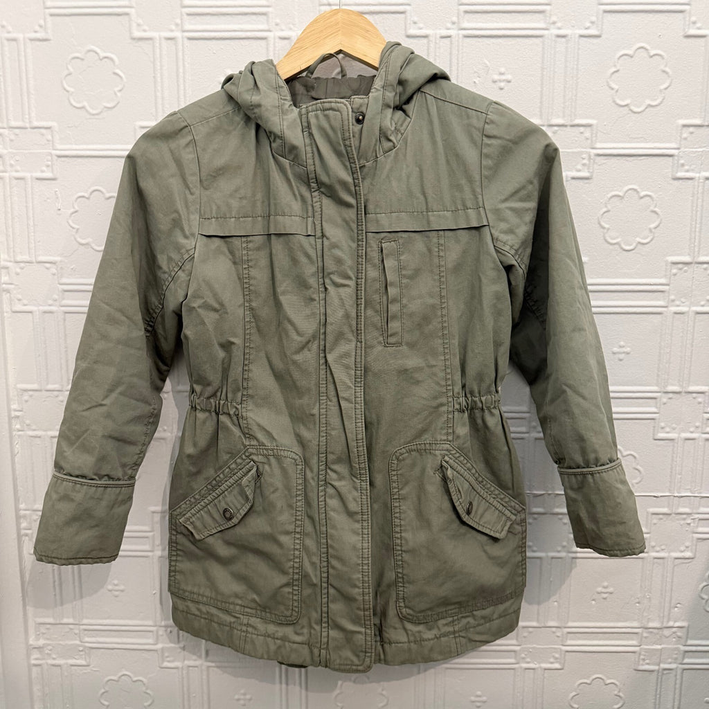 Gap Kids Medium Olive Green Hooded Utility Field Jacket Anorak Parka Coats