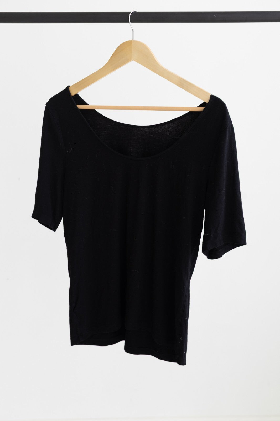 A New Day Black Scoop Neck Short Sleeve Top Tee Size Large L