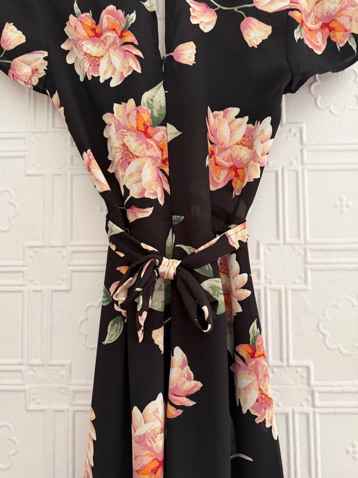 Lulus Aliso Black Floral Cutout Midi Dress XS
