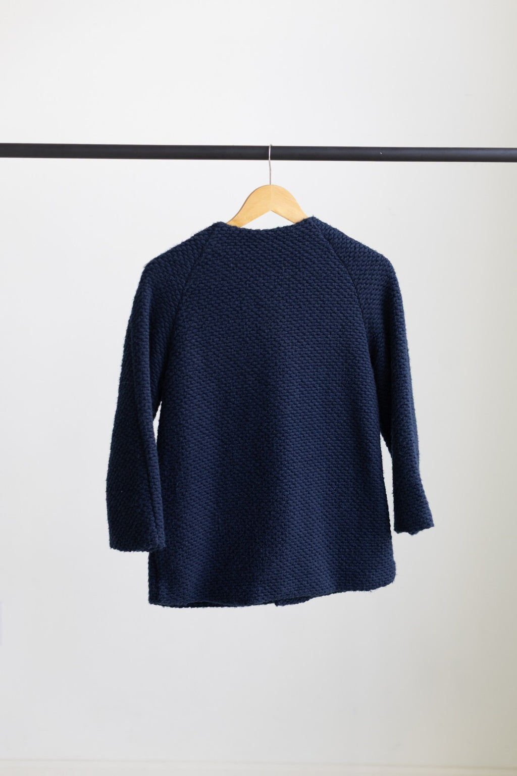 Zara Girls Navy Blue Knit Coat Jacket Floral Lined Size 11/12 152cm