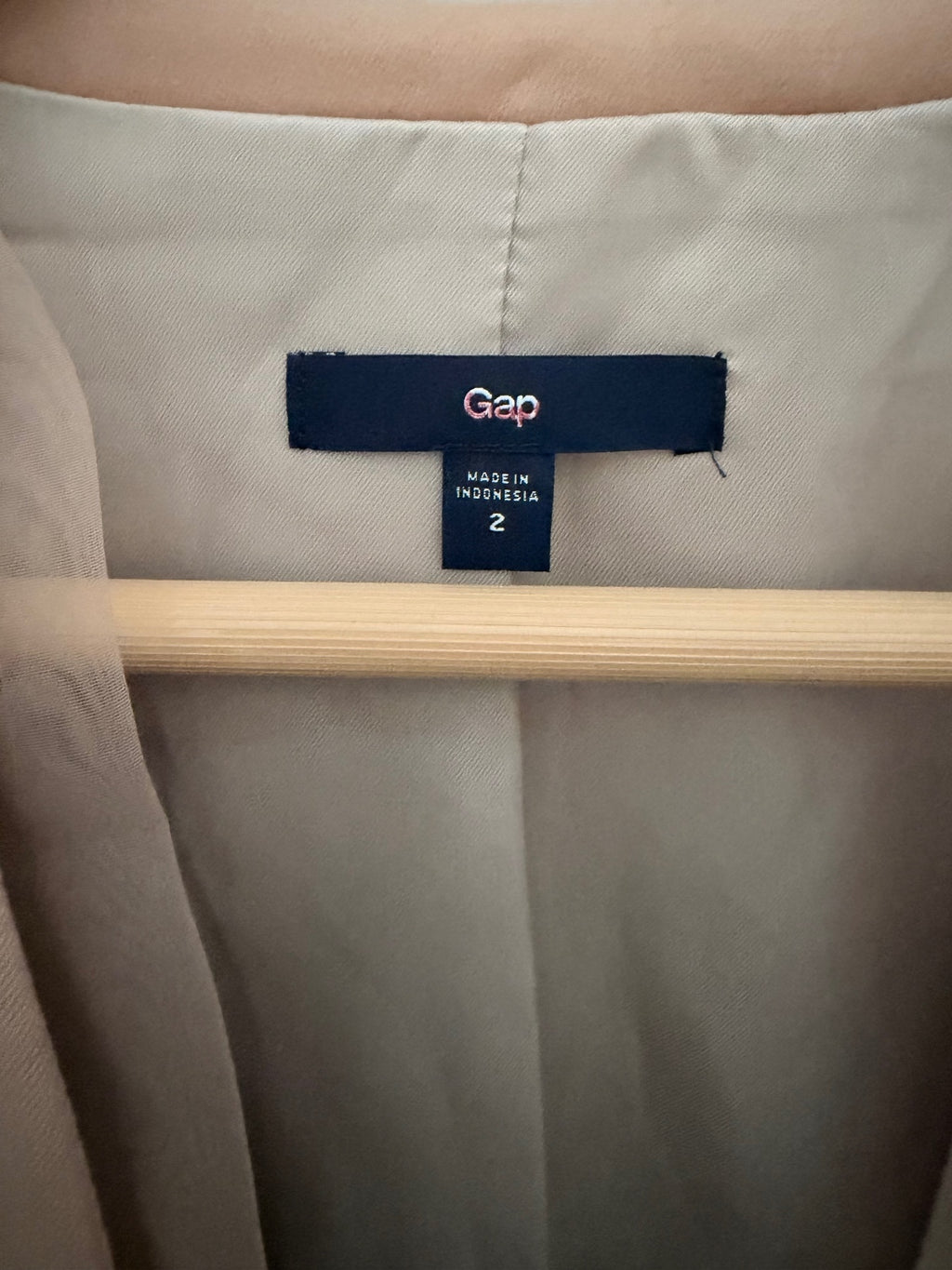 GAP Beige Tan Open Front Chiffon Hem Blazer Jacket Size 2