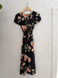 Lulus Aliso Black Floral Cutout Midi Dress XS