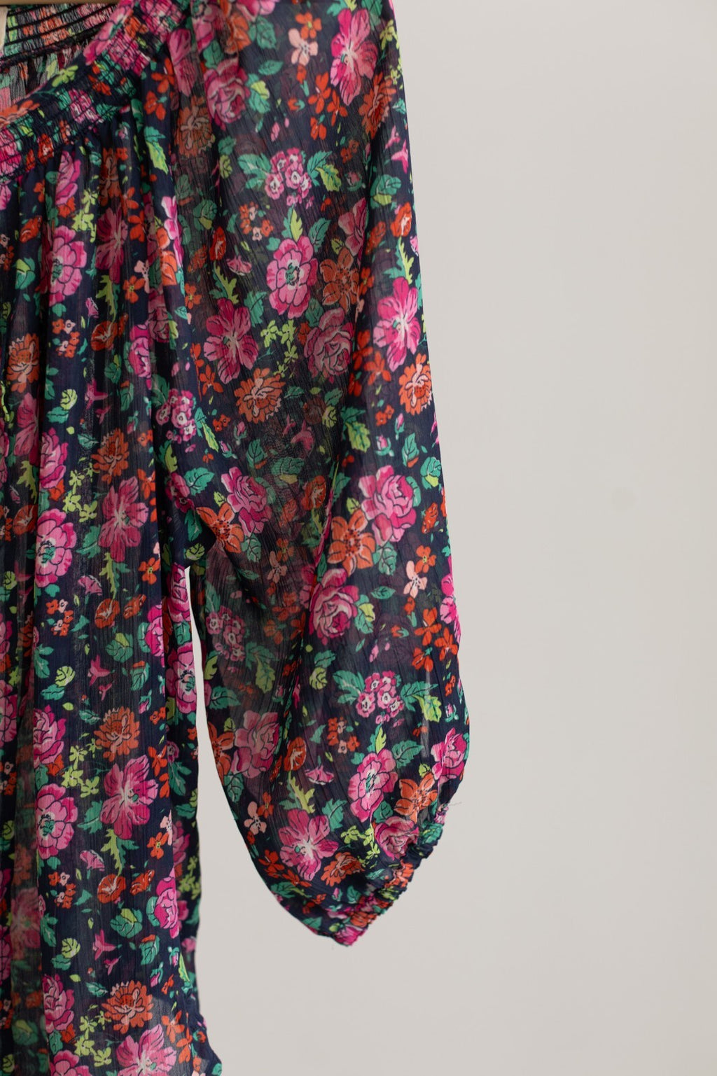 Abercrombie & Fitch Floral Peasant Top Medium Sheer Boho Blouse