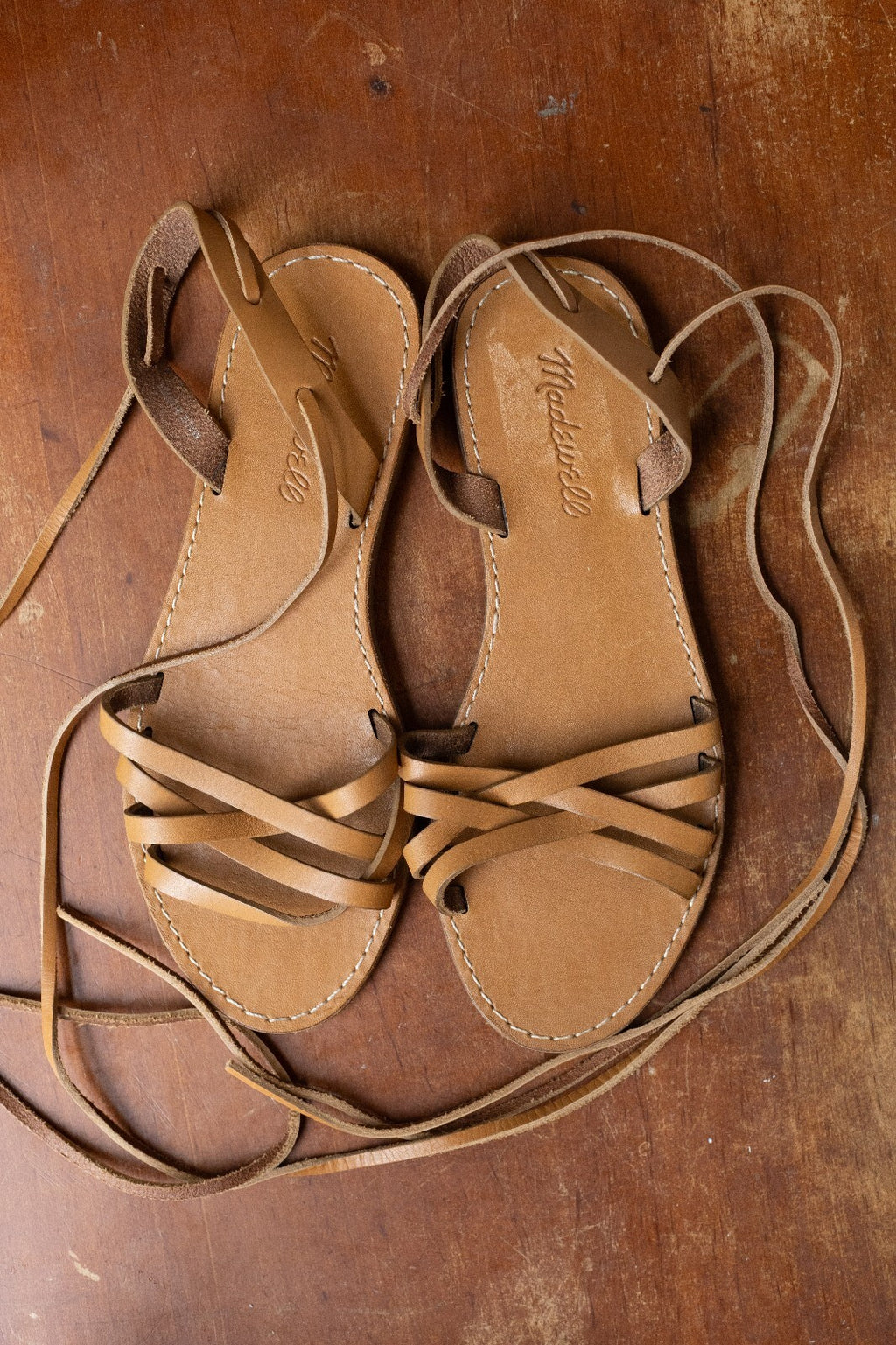 Madewell Brown Leather Strappy Lace-Up Sandals Size 6