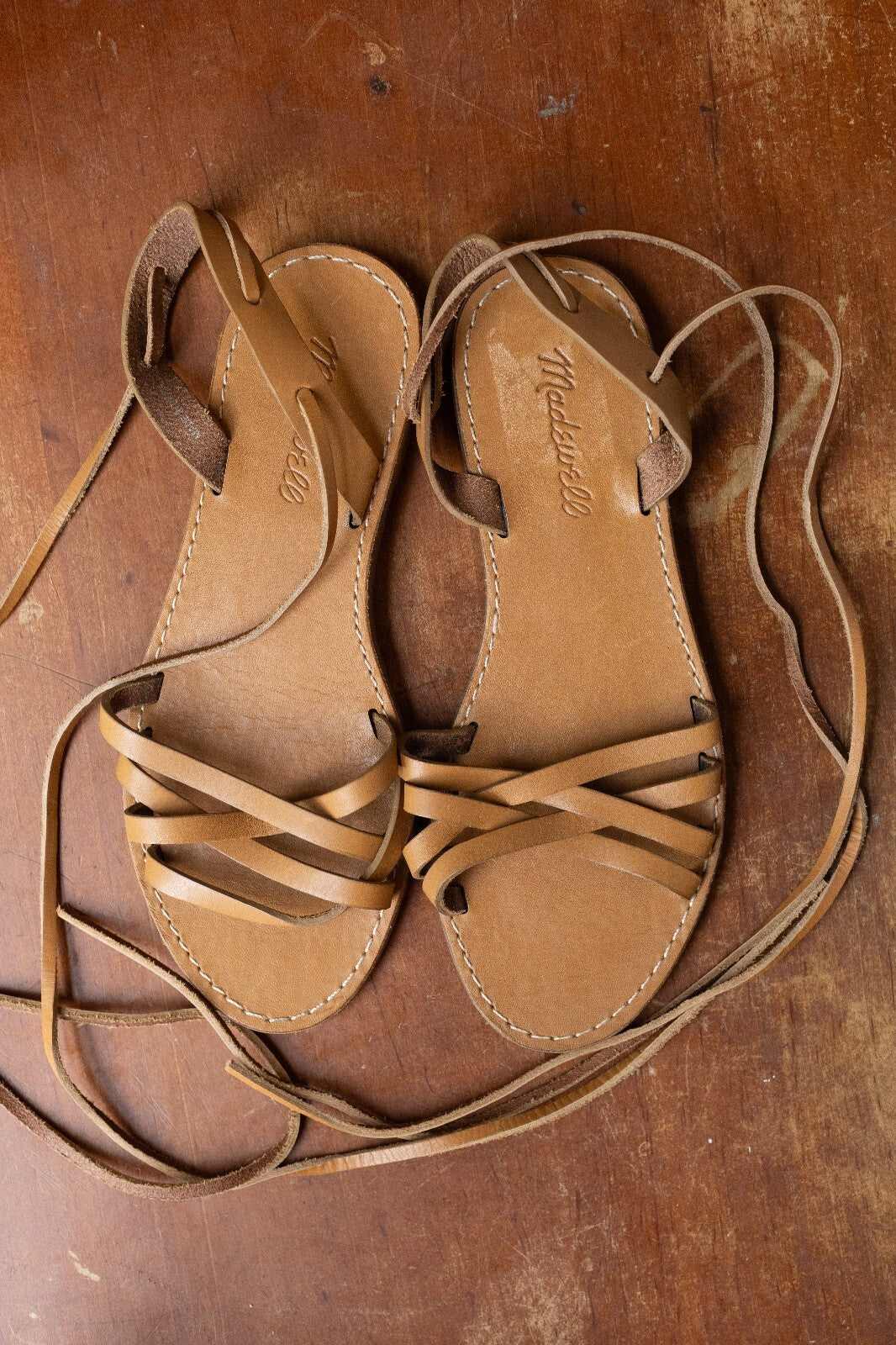 Madewell Brown Leather Strappy Lace-Up Sandals Size 6