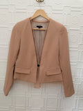 GAP Beige Tan Open Front Chiffon Hem Blazer Jacket Size 2