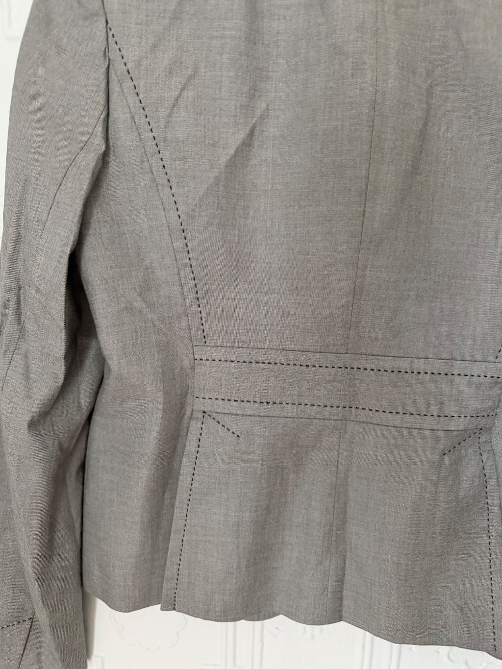 Banana Republic Pick Stitch Blazer Grey Size 6 Stretch Cotton Single Button