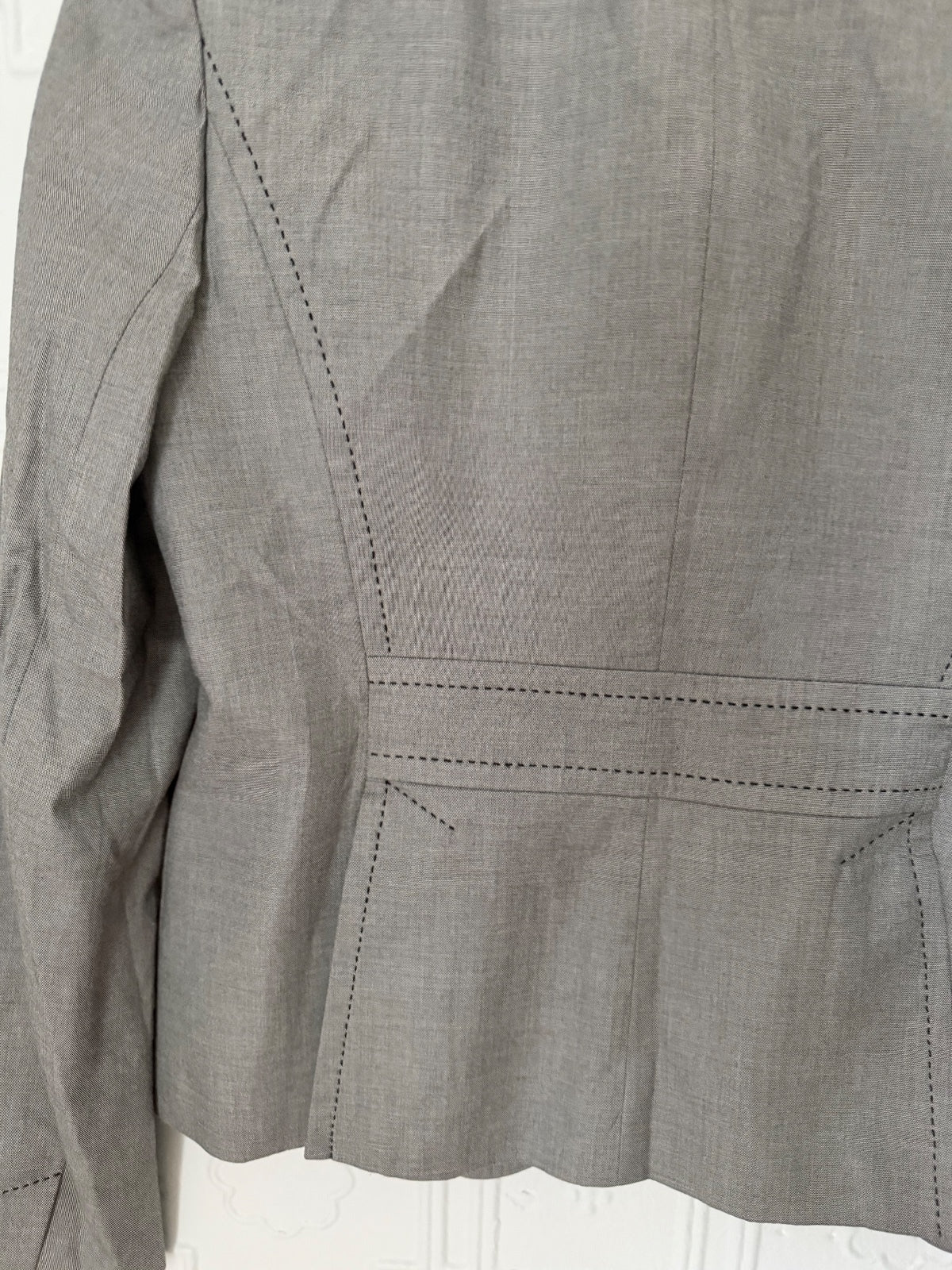 Banana Republic Pick Stitch Blazer Grey Size 6 Stretch Cotton Single Button
