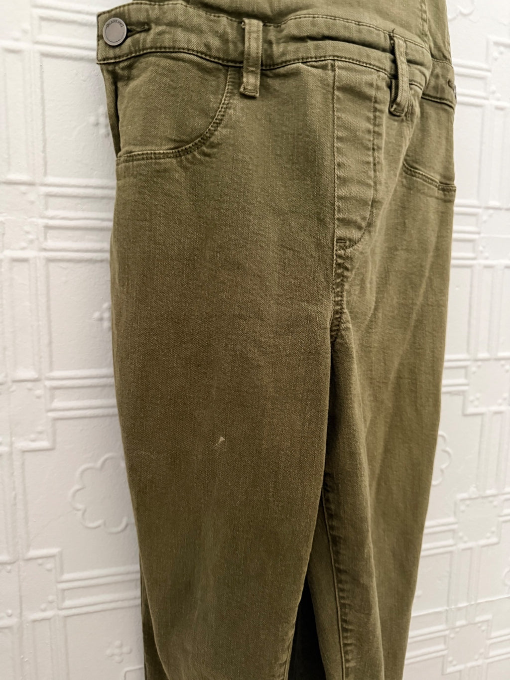 BLANKNYC Apple Jack Skinny Denim Overalls Olive Green Size 26