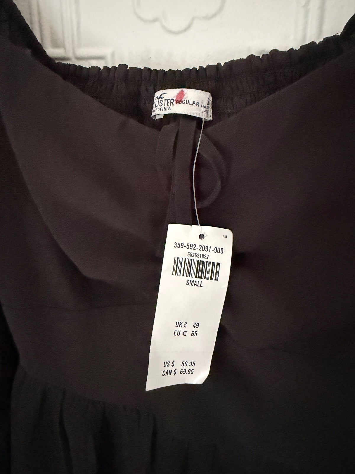 Hollister NWT Black Sweetheart Long Sleeve Peasant Mini Dress Small