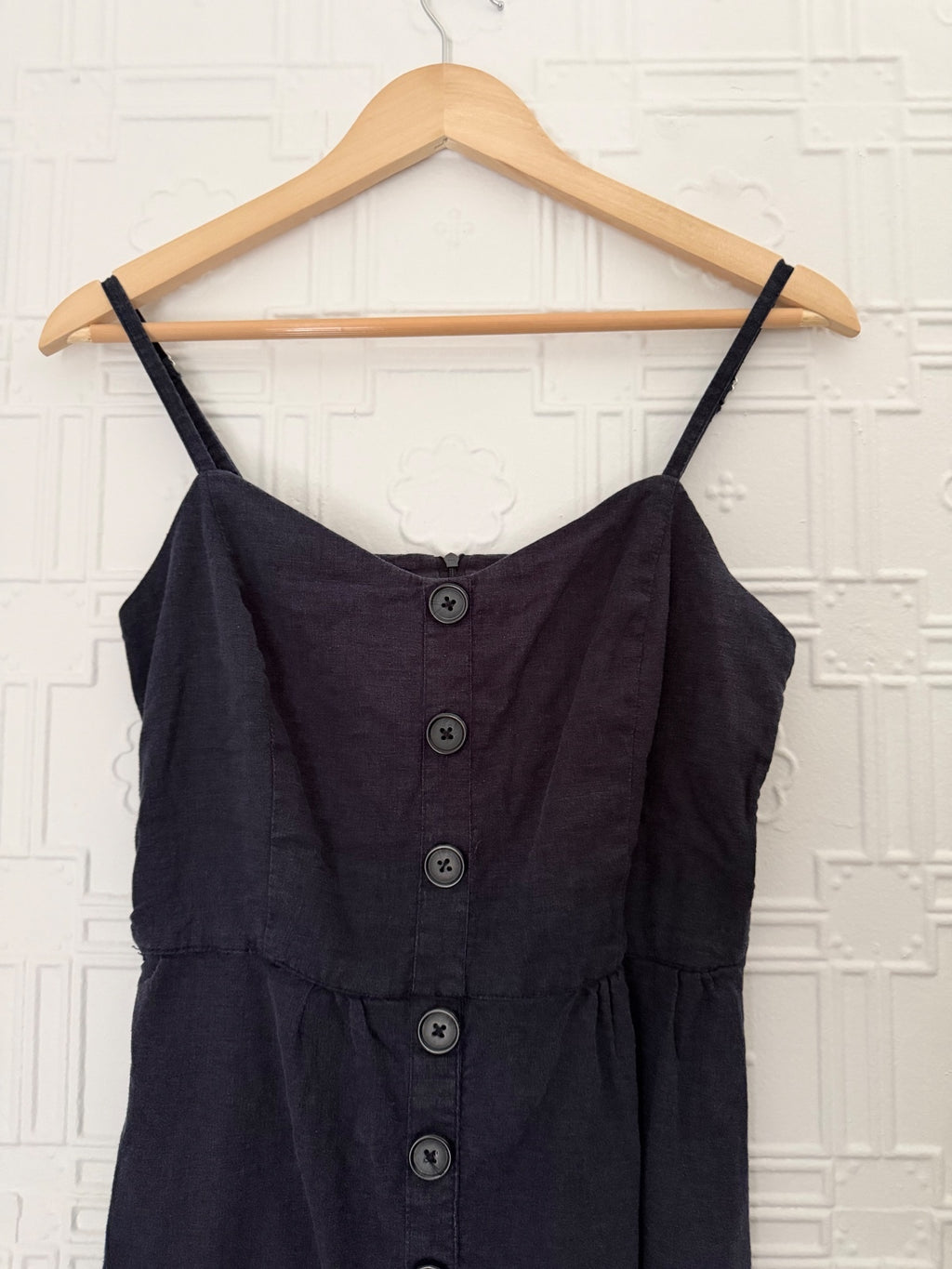 Philosophy Navy Blue Button-Front Midi Sundress Adjustable Straps Dress Size 6