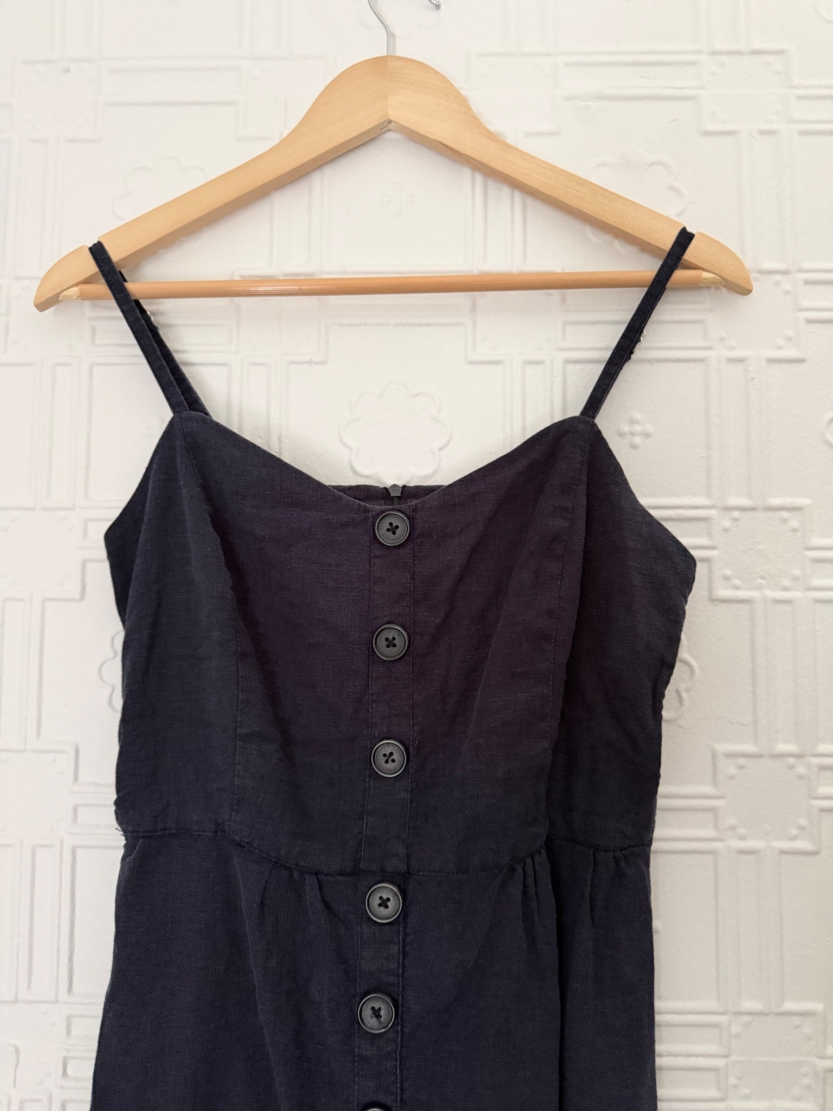 Philosophy Navy Blue Button-Front Midi Sundress Adjustable Straps Dress Size 6