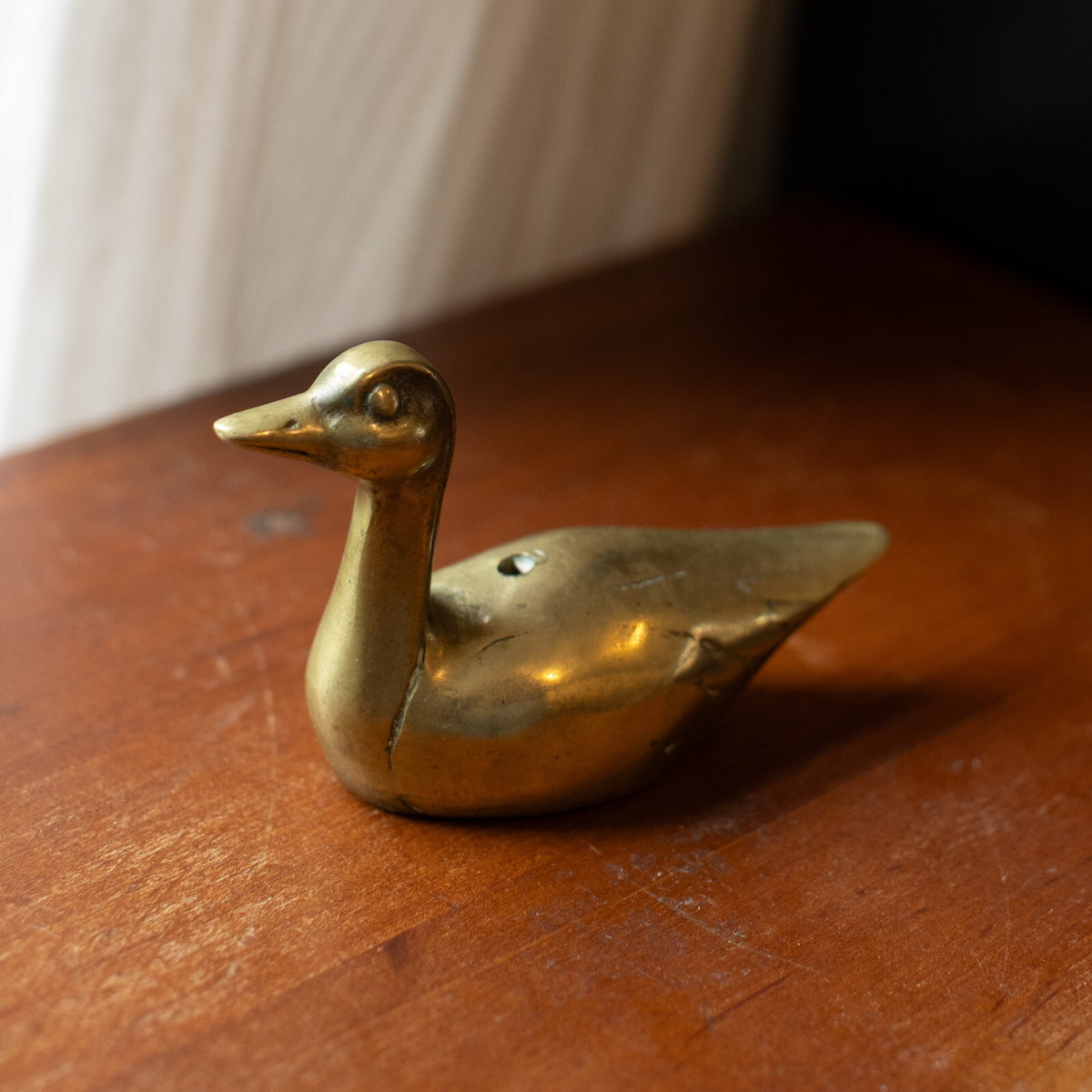 Vintage Brass Duck Figurine with Hollow Body