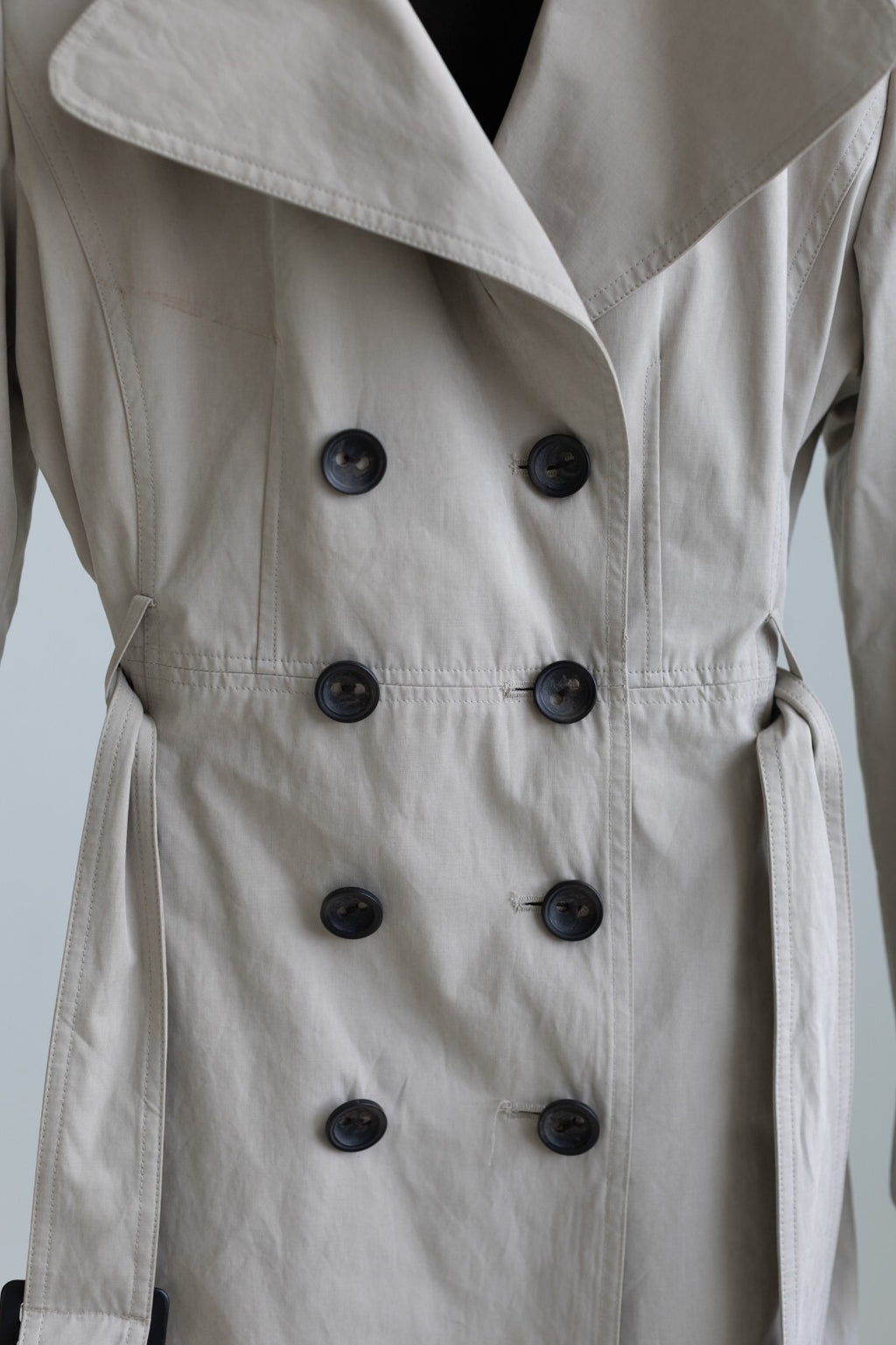 Calvin Klein Double Breasted Trench Coat Belted Beige Medium