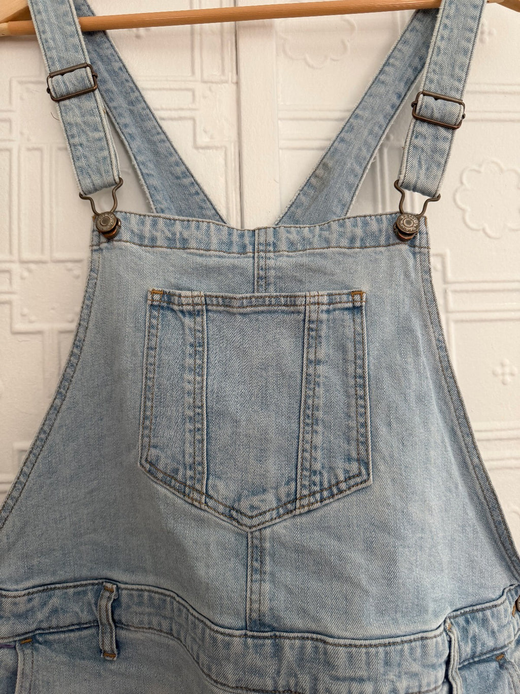 Old Navy Denim Shorteralls ME Marina Light Wash Distressed Jean Overalls XL
