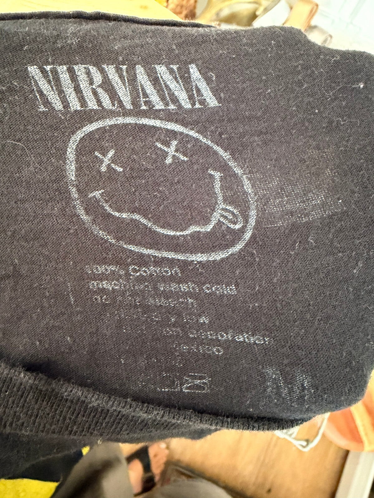 Nirvana Smiley Face Graphic Tee Black Size Medium