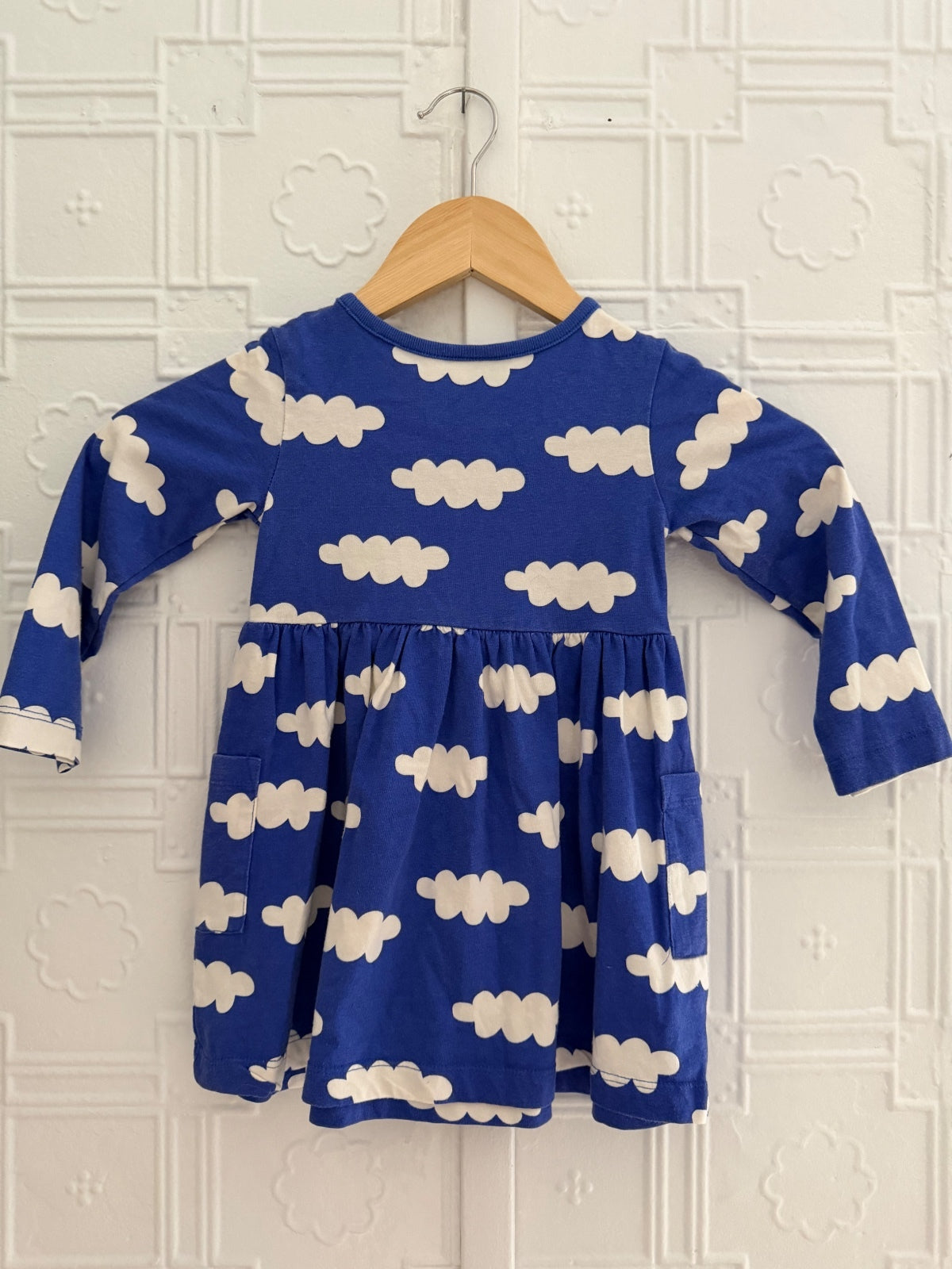 Hanna Andersson Blue Cloud Long Sleeve Playground Pocket Dress 2T