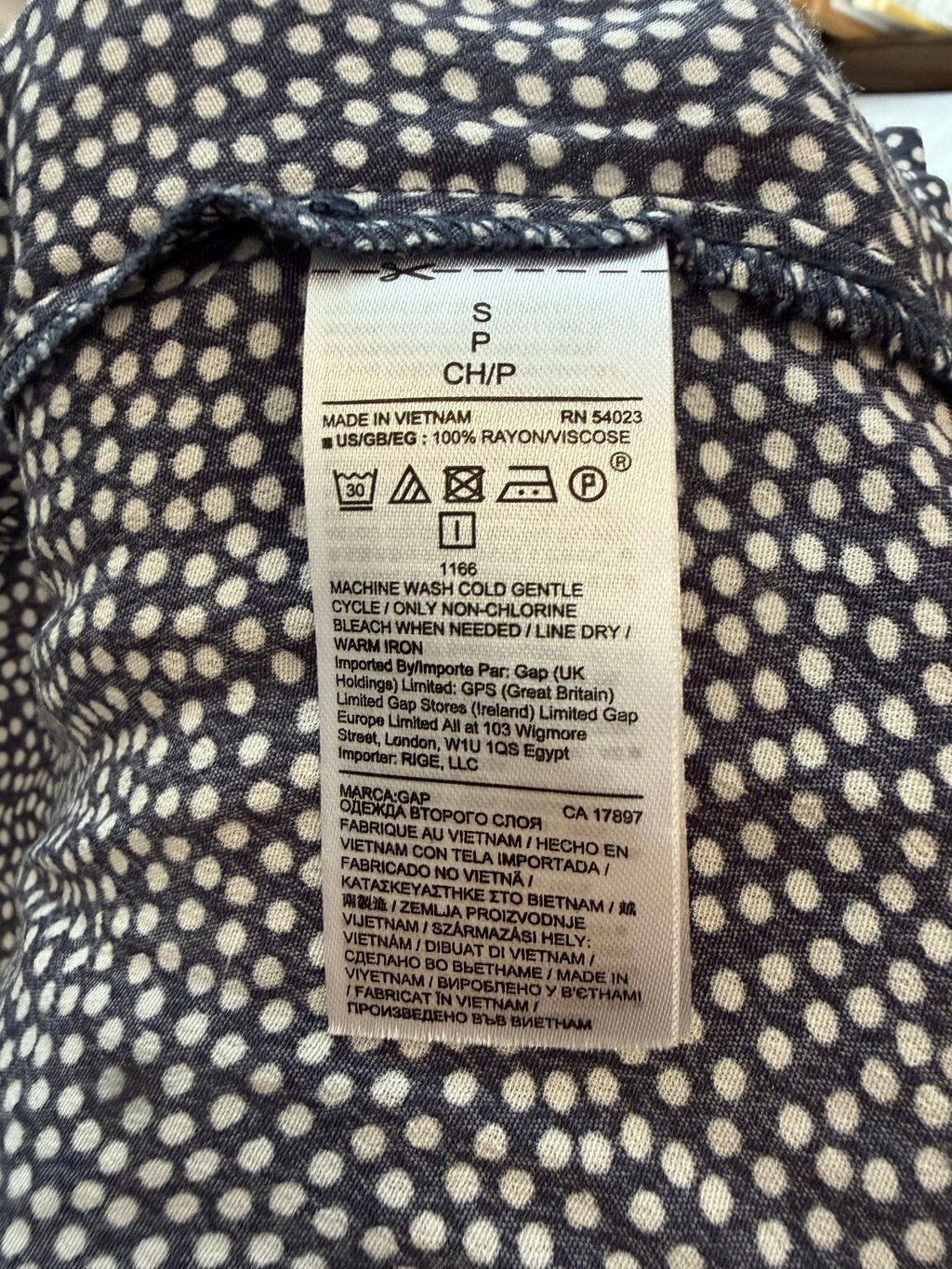 GAP Navy Blue Polka Dot Side Button Wrap Midi Dress S