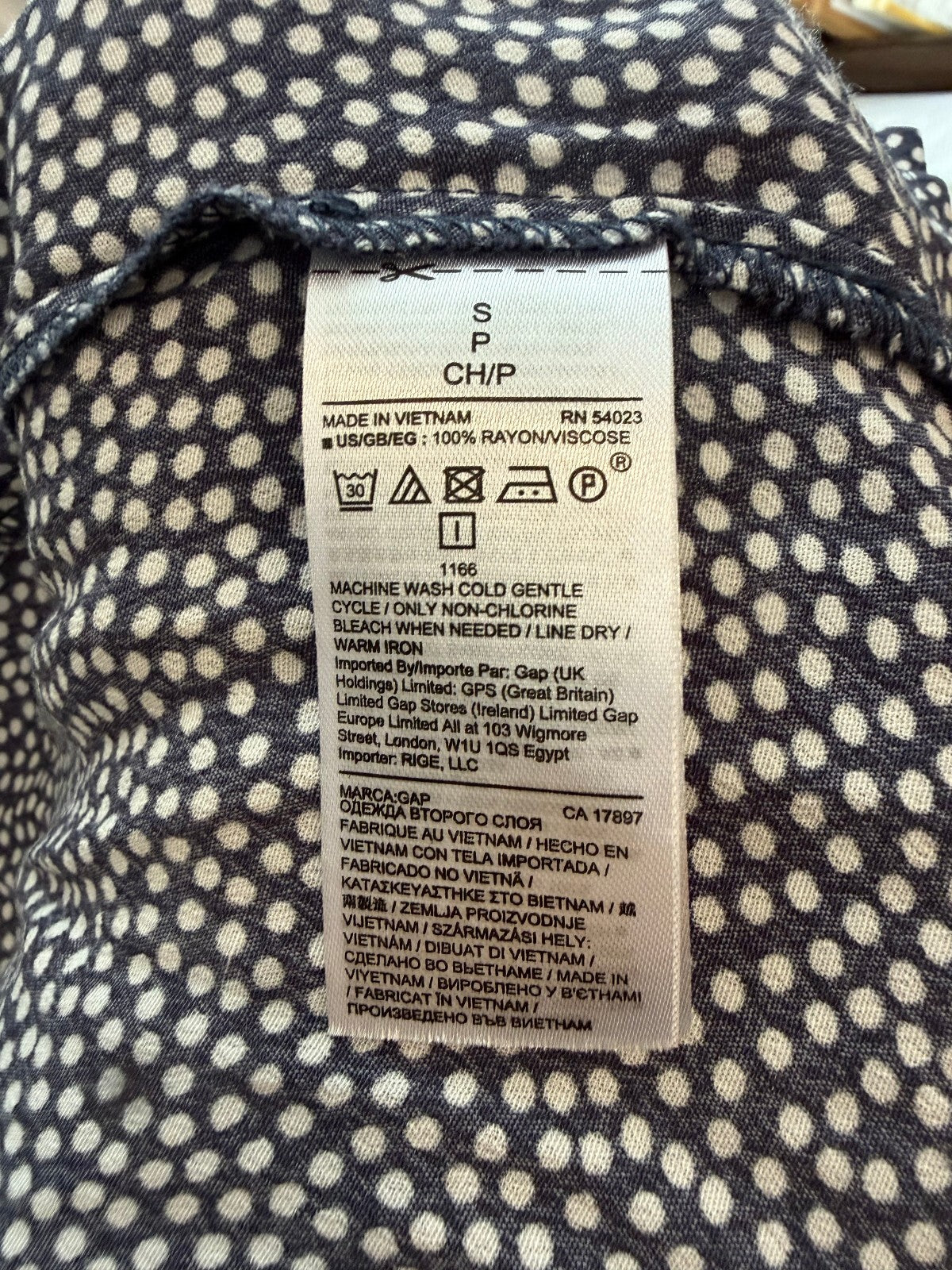 GAP Navy Blue Polka Dot Side Button Wrap Midi Dress S