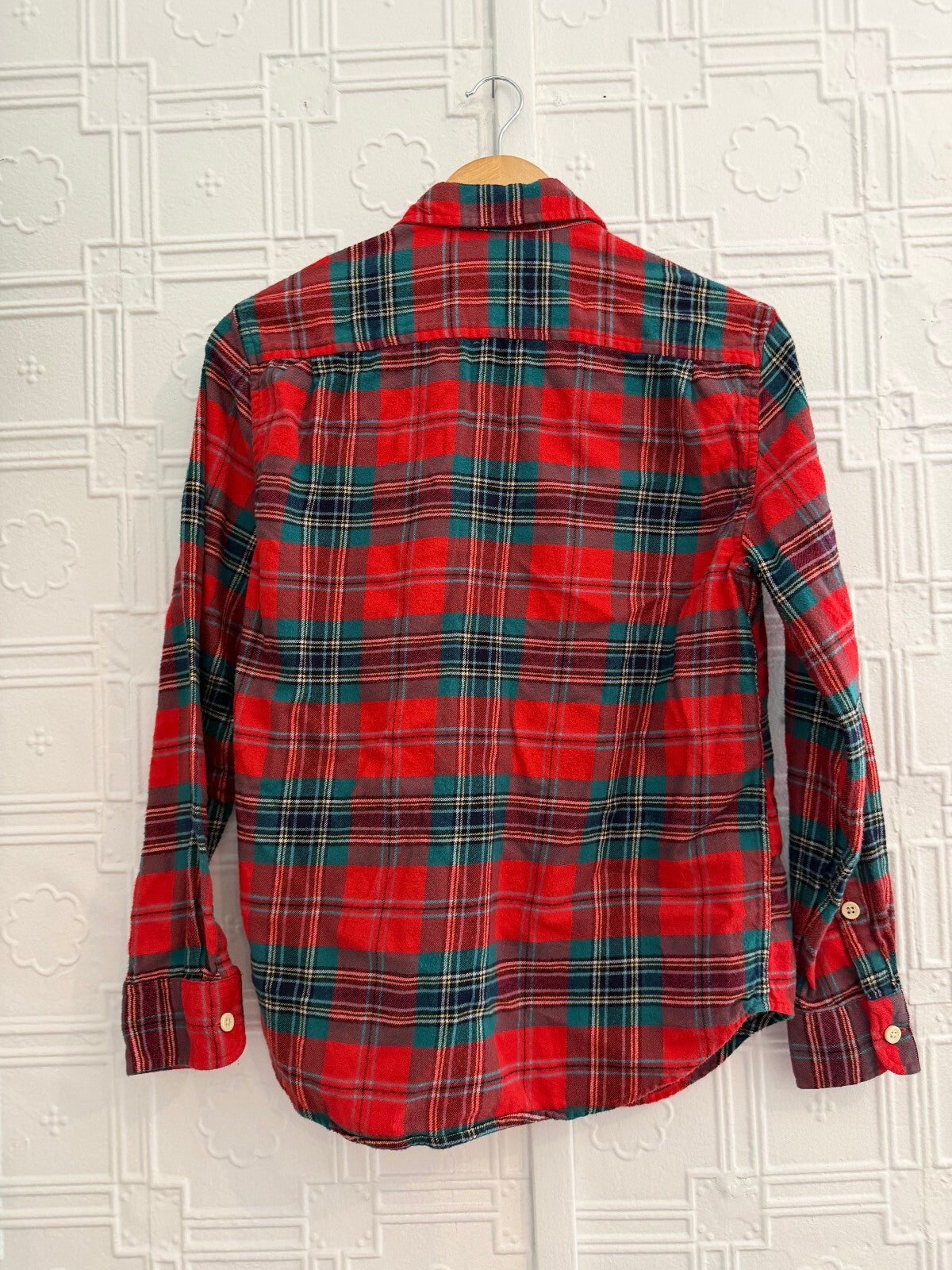 Crewcuts J.Crew Boys Red Plaid Flannel Button Down Shirt Size 14 Holiday Cotton
