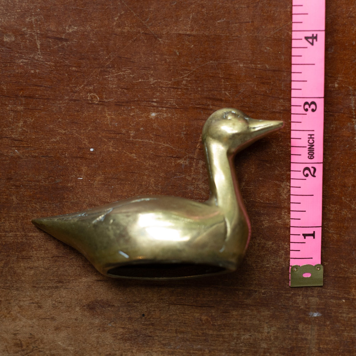 Vintage Brass Duck Figurine with Hollow Body