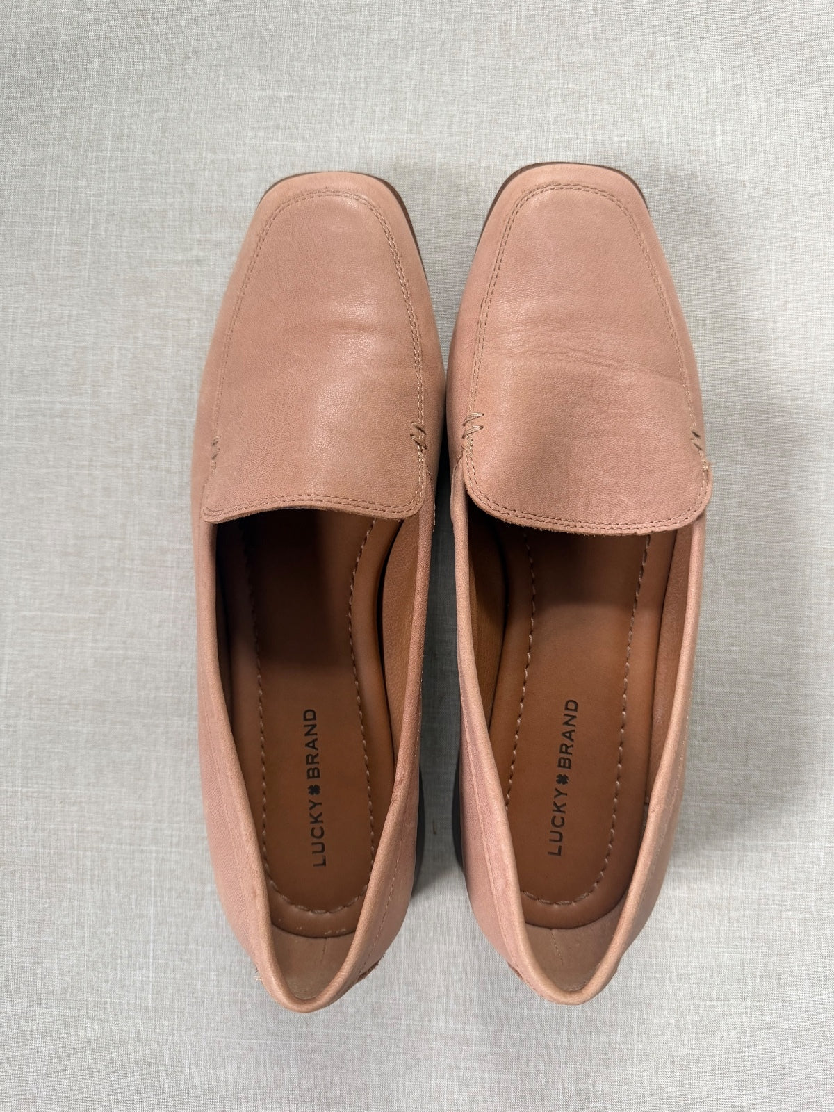 Lucky Brand Leather Loafers Blush Nude Beige Flat Slip On Size 10