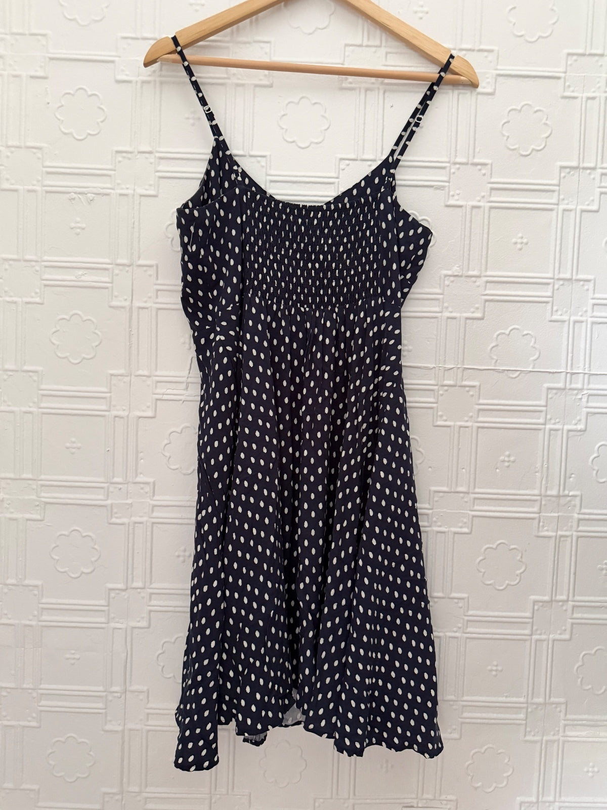 GAP Navy White Polka Dot Cami Dress Small Cottagecore Sun Dress