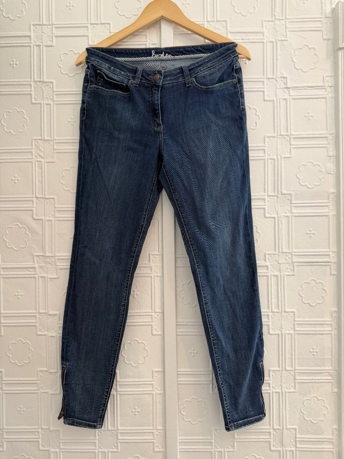 Broden Skinny Blue Denim Jeans with Ankle Zippers Size 8L