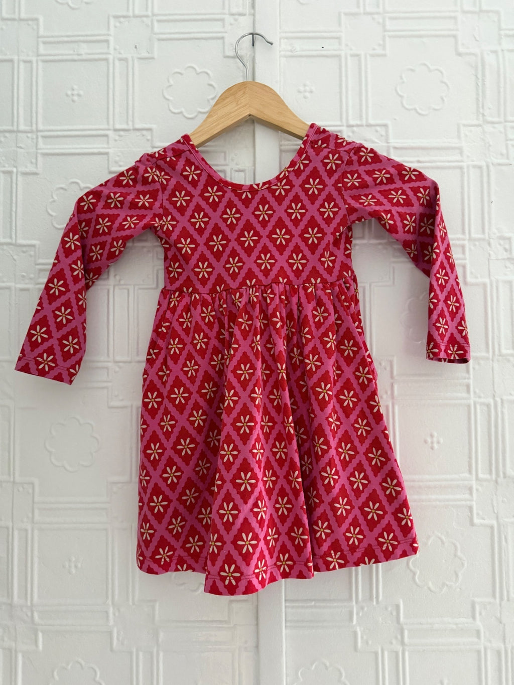 Hanna Andersson Kids Long Sleeve Skater Dress with Pockets - Pink 3T