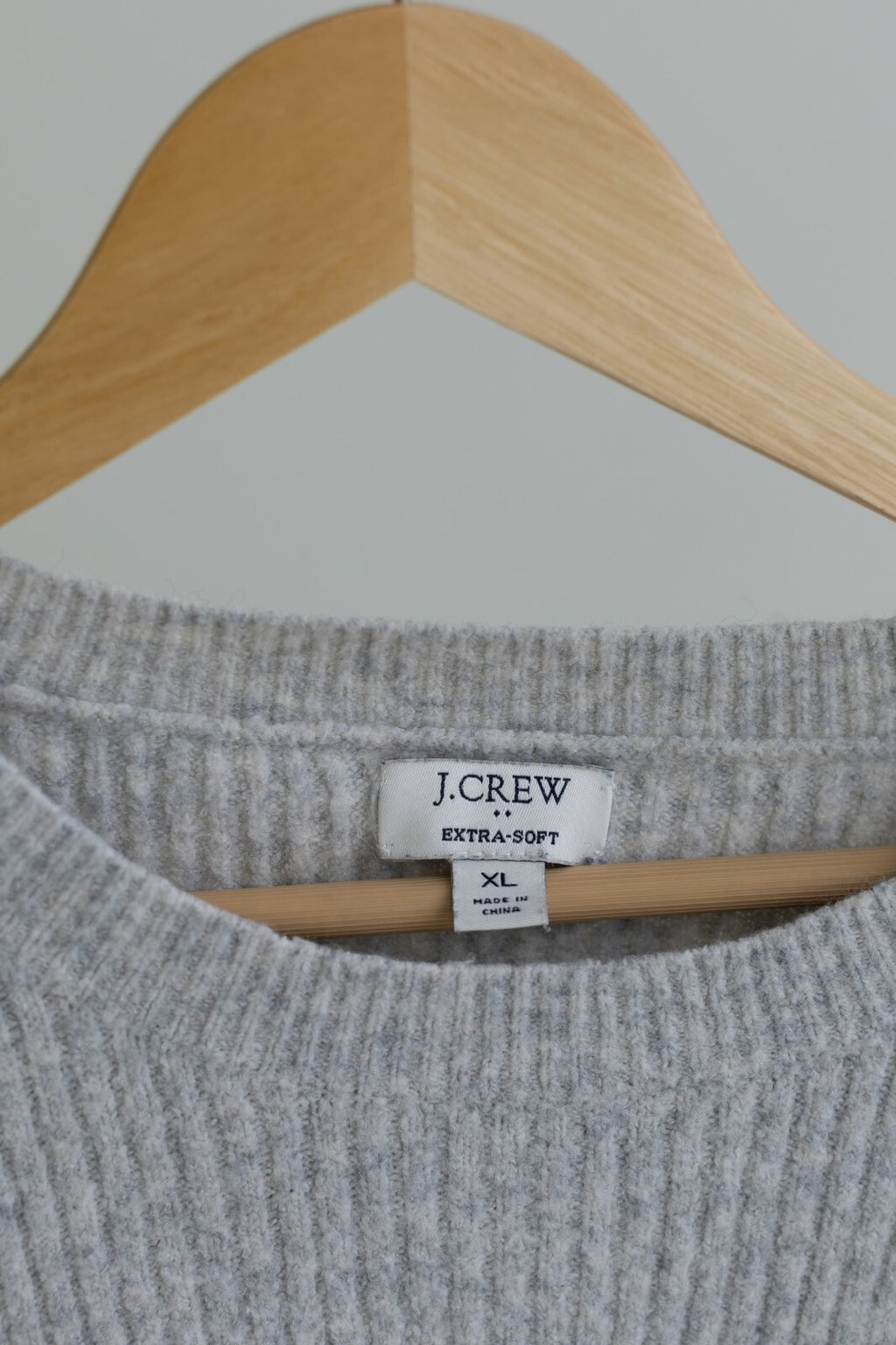 J.Crew Extra-Soft Ribbed Crewneck Knit Sweater Heather Gray XL