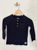 OshKosh B'gosh Boys Navy Blue Waffle Thermal Henley Shirt Size 6/6A