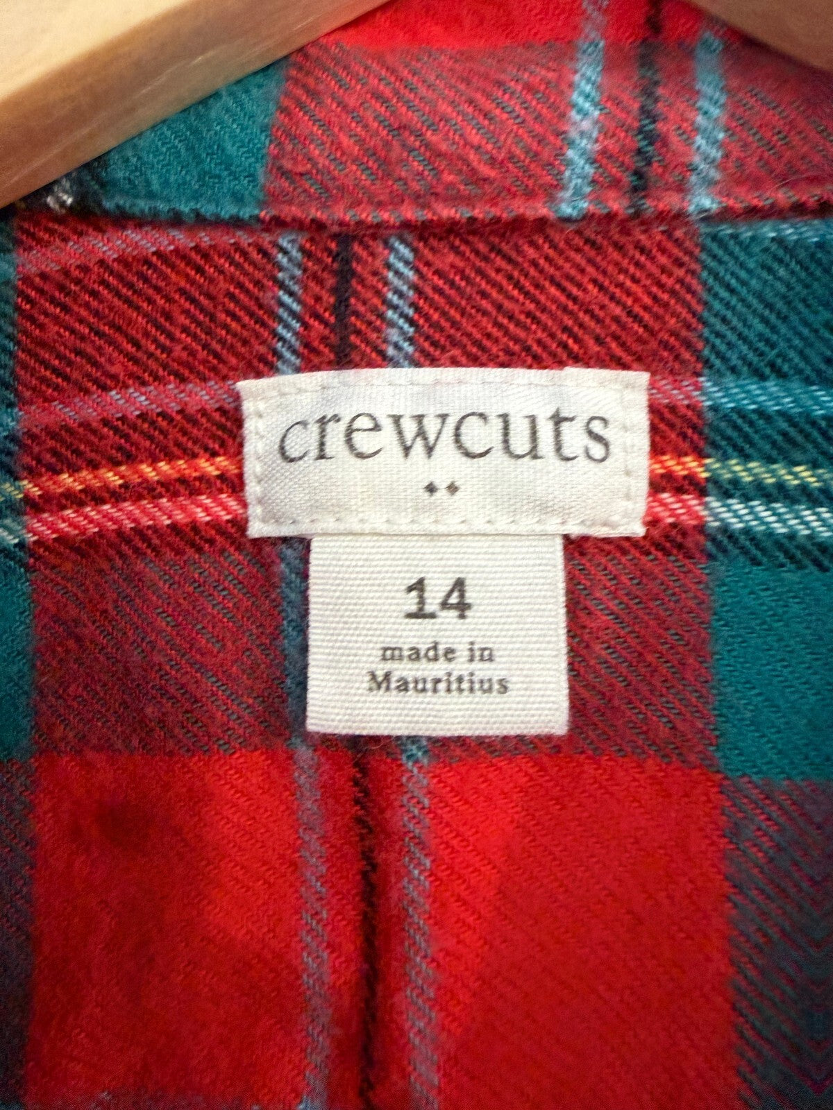 Crewcuts J.Crew Boys Red Plaid Flannel Button Down Shirt Size 14 Holiday Cotton
