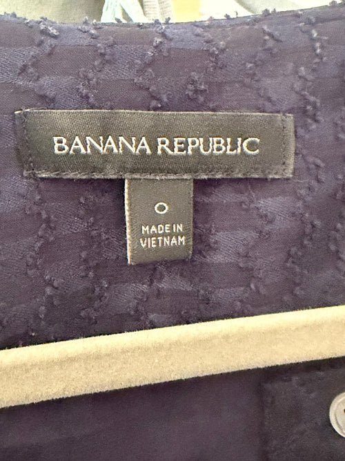 Banana Republic Navy Textured Sheer Trim Mini Dress Size 0