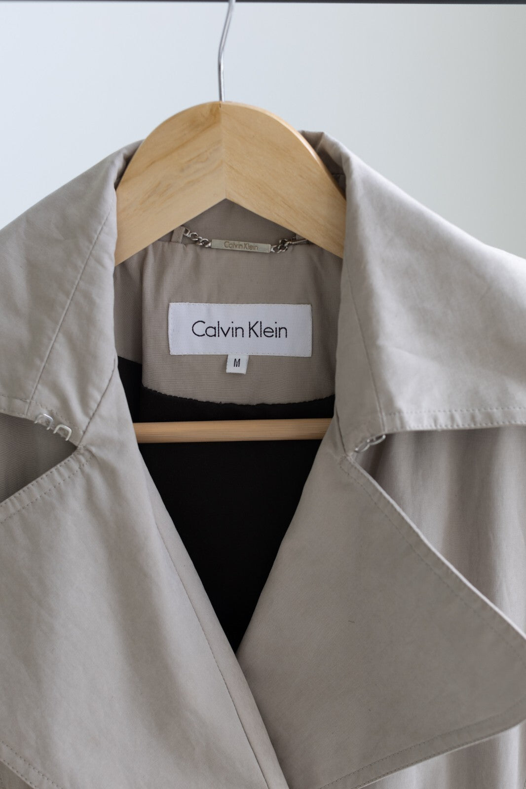 Calvin Klein Double Breasted Trench Coat Belted Beige Medium