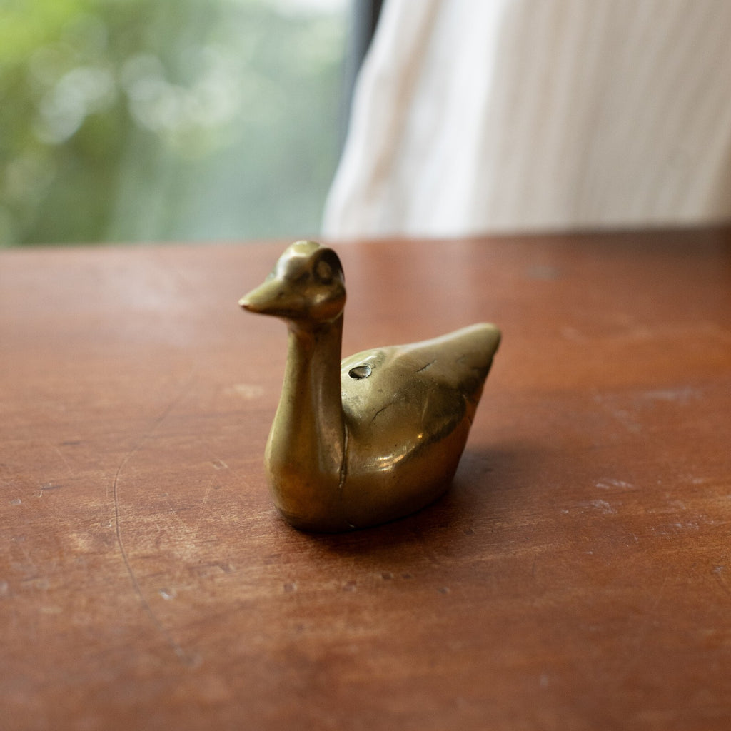Vintage Brass Duck Figurine with Hollow Body
