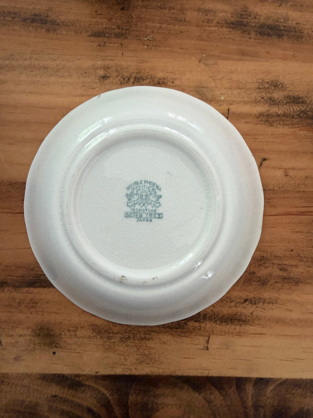 Vintage Double Phoenix Ming Tree Blue White Ironstone Plate Japan